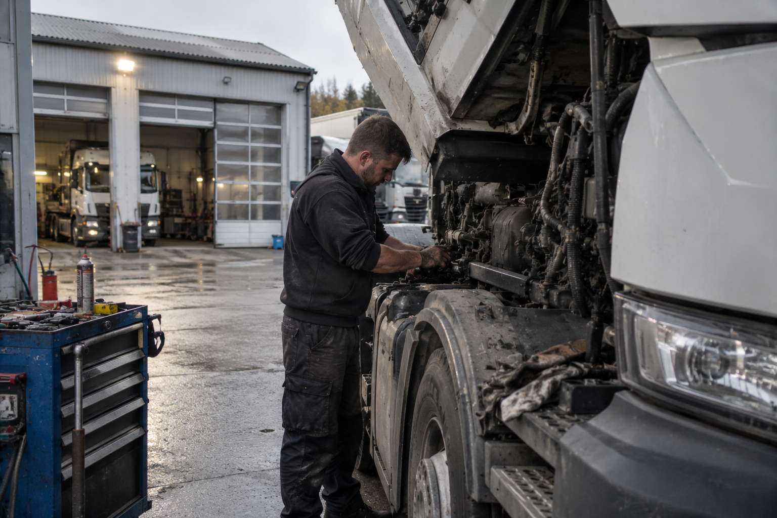 LKW-Mechaniker bei der Arbeit