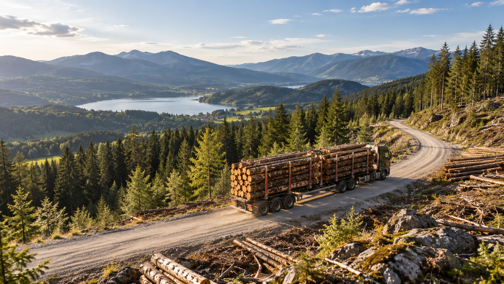 LKW-Fahrer im Holztransport