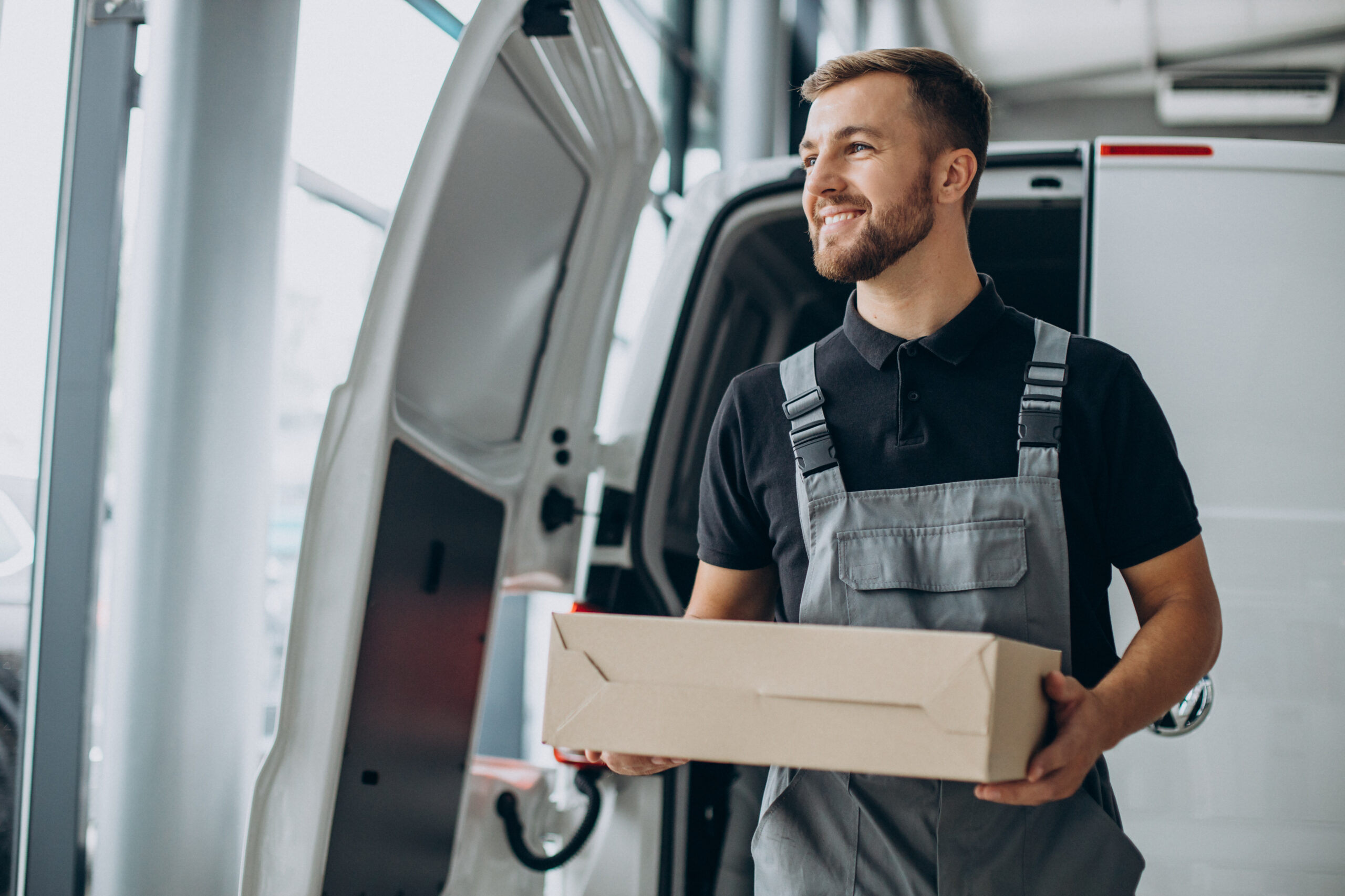 Autokurier bei der Paketzustellung